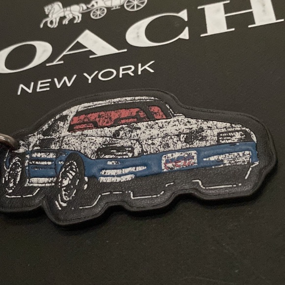 NWOT Coach Leather Camaro Race Car Key Fob Chain Keychain Bag Charm Legendary - Picture 2 of 7